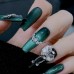 Stema Handmade Cat Eye False Nails With Rhinestones High Quality Full Cover Wearable Acrylic Press On Nails 10 Nails